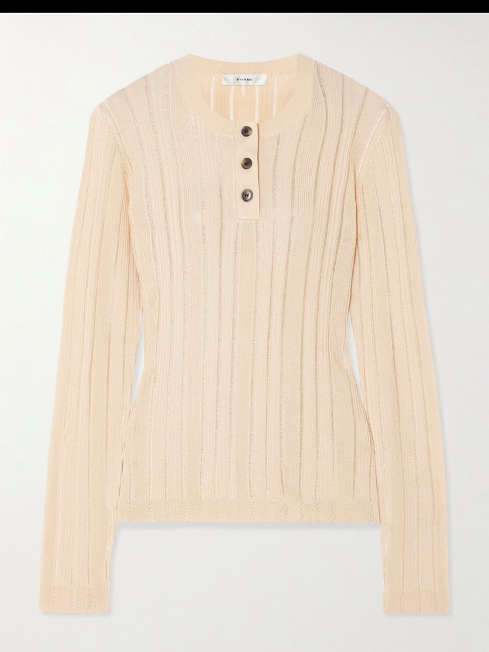 Frame ribbed knit Henley top size s